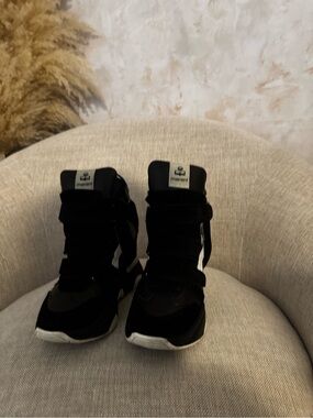 Isabel Marant Black High-Top Wedge Sneakers